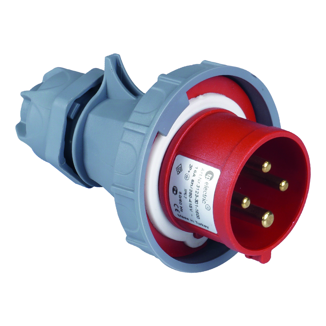 Вилка силова 16А/4 (3Р+РЕ) IP67, TP electric (3123-301-1600)